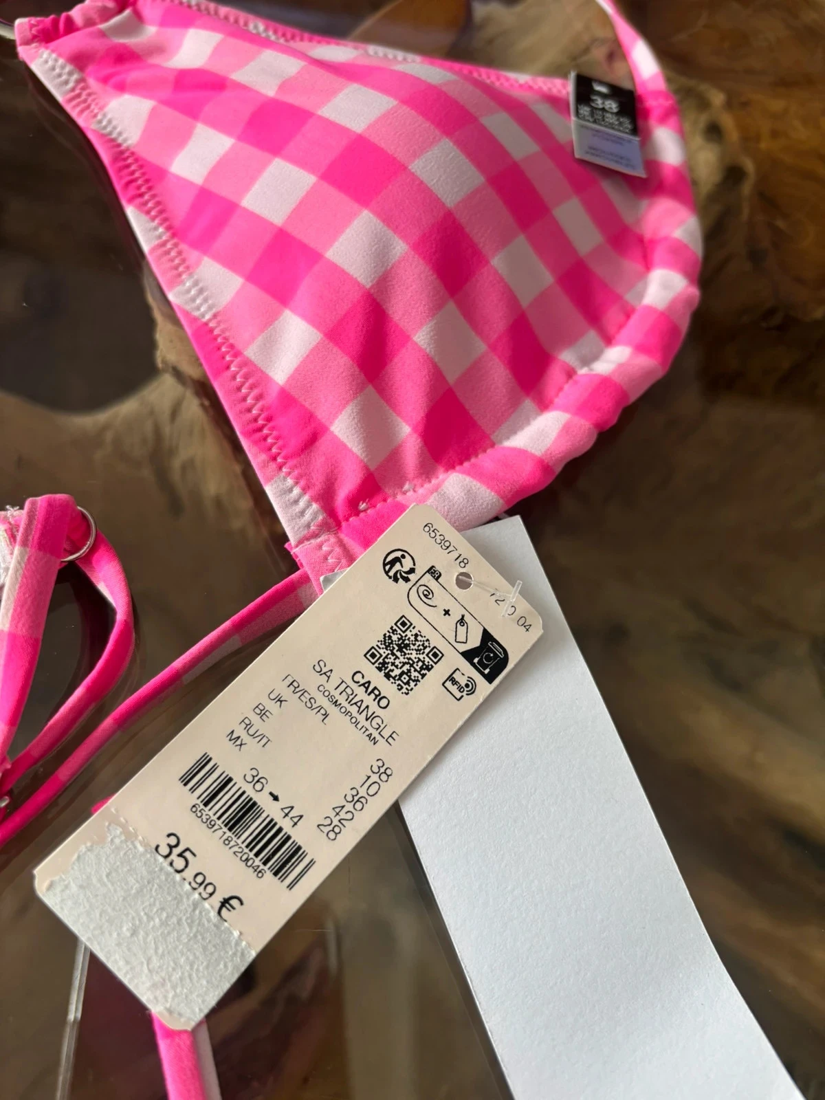 Checkered two-piece swimsuit, pink and white, Etam, size 38 – photo 6